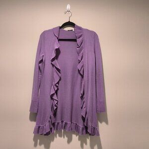 Magaschoni  Cashmere Ruffle Open Front Cardigan/Sweater